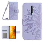 For OPPO Reno2 Z/Reno2 F Skin Feel Sun Flower Pattern Flip Leather Phone Case with Lanyard(Purple)