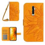 For OPPO Reno2 Z/Reno2 F Skin Feel Sun Flower Pattern Flip Leather Phone Case with Lanyard(Yellow)