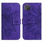 For OPPO Reno4 Z 5G/A92S Skin Feel Sun Flower Pattern Flip Leather Phone Case with Lanyard(Dark Purple)