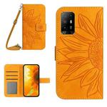 For OPPO Reno5 Z/A94 5G/A95 5G Skin Feel Sun Flower Pattern Flip Leather Phone Case with Lanyard(Yellow)