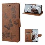 For Xiaomi 12T / 12T Pro / Redmi K50 Ultra Butterfly Embossed Horizontal Flip Leather Phone Case(Brown)