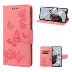 For Xiaomi 12T / 12T Pro / Redmi K50 Ultra Butterfly Embossed Horizontal Flip Leather Phone Case(Pink)