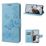 For Xiaomi 12T / 12T Pro / Redmi K50 Ultra Butterfly Embossed Horizontal Flip Leather Phone Case(Blue)