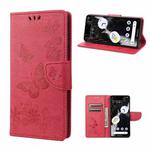 For Google Pixel 7 5G Butterfly Embossed Horizontal Flip Leather Phone Case(Red)
