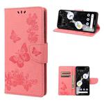 For Google Pixel 7 Pro 5G Butterfly Embossed Horizontal Flip Leather Phone Case(Pink)