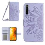 For Realme 6 Pro Skin Feel Sun Flower Pattern Flip Leather Phone Case with Lanyard(Purple)