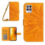 For Realme 8i/Narzo 50 4G Skin Feel Sun Flower Pattern Flip Leather Phone Case with Lanyard(Yellow)