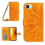 For Realme C30/Narzo 50i Prime Skin Feel Sun Flower Pattern Flip Leather Phone Case with Lanyard(Yellow)