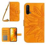 For OnePlus Nord CE 5G Skin Feel Sun Flower Pattern Flip Leather Phone Case with Lanyard(Yellow)