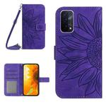 For OnePlus Nord N200 Skin Feel Sun Flower Pattern Flip Leather Phone Case with Lanyard(Dark Purple)