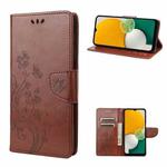 For Samsung Galaxy A14 5G Butterfly Flower Pattern Flip Leather Phone Case(Brown)