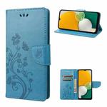 For Samsung Galaxy A14 5G Butterfly Flower Pattern Flip Leather Phone Case(Blue)