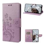 For Xiaomi 12T / 12T Pro / Redmi K50 Ultra Butterfly Flower Pattern Flip Leather Phone Case(Light Purple)