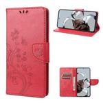 For Xiaomi 12T / 12T Pro / Redmi K50 Ultra Butterfly Flower Pattern Flip Leather Phone Case(Red)