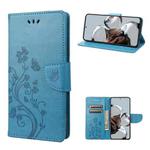 For Xiaomi 12T / 12T Pro / Redmi K50 Ultra Butterfly Flower Pattern Flip Leather Phone Case(Blue)