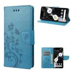 For Google Pixel 7 5G Butterfly Flower Pattern Flip Leather Phone Case(Blue)