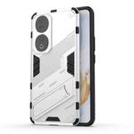 For Honor 90 Punk Armor PC + TPU Phone Case with Holder(White)