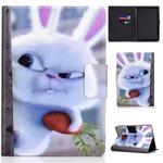 For Kindle Youth Version 2019 Horizontal Painted Flat Leather Case with Sleep Function & Pen Cover & Card Slot & Holder(White Rabbit)