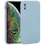 For iPhone X / XS Liquid Silicone Full Coverage Shockproof Magsafe Phone Case(Light Blue)