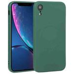 For iPhone XR Liquid Silicone Full Coverage Shockproof Magsafe Phone Case(Deep Green)