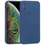 For iPhone XS Max Liquid Silicone Full Coverage Shockproof Magsafe Phone Case(Dark Blue)