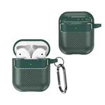 For AirPods 1 / 2 Carbon Fiber Texture Anti-fall Earphone Protective Case(Green)