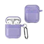 For AirPods 1 / 2 Carbon Fiber Texture Anti-fall Earphone Protective Case(Purple)