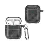 For AirPods 1 / 2 Carbon Fiber Texture Anti-fall Earphone Protective Case(Black)