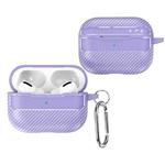 For AirPods Pro Carbon Fiber Texture Anti-fall Earphone Protective Case(Purple)