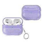 For AirPods Pro 2 Carbon Fiber Texture Anti-fall Earphone Protective Case(Purple)