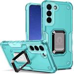 For Samsung Galaxy S23+ 5G Ring Holder Non-slip Shockproof Armor Phone Case(Mint Green)