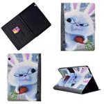 Horizontal Painted Flat Leather Case with Pen Cover & Card Slot & Holder(White Rabbit)