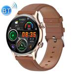 Ochstin 5HK8 Pro 1.36 inch Round Screen Blood Oxygen Blood Pressure Monitoring Bluetooth Smart Watch, Strap:Leather(Gold)