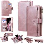 For Galaxy Note 9 Multifunctional Retro Detachable Magnetic Horizontal Flip Leather Case with Card Slots & Holder & Wallet & Photo Frame(Rose Gold)