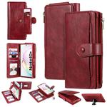 For Galaxy Note 10+ Multifunctional Retro Detachable Magnetic Horizontal Flip Leather Case with Card Slots & Holder & Wallet & Photo Frame(Red)