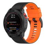 For Garmin Fenix 7 Two-color Silicone Watch Band(Black Orange)