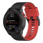 For Garmin Fenix 7 Two-color Silicone Watch Band(Black Red)