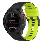 For Garmin Fenix 7 Two-color Silicone Watch Band(Black Lime Green)