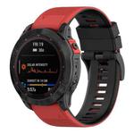 For Garmin Fenix 7 Two-color Silicone Watch Band(Red Black)
