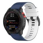 For Garmin Fenix 7 Two-color Silicone Watch Band(Blue White)