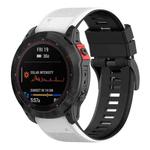 For Garmin Fenix 7X Two-color Silicone Watch Band(White Black)