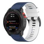 For Garmin Fenix 7X Two-color Silicone Watch Band(Blue White)