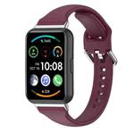 For Huawei Watch Fit 2 Small Waist Silicone Watch Band, Size:S(Wine Red)