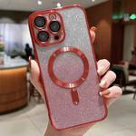 For iPhone 14 Plus Electroplating Magsafe Gradient Glitter Powder Phone Case(Red)