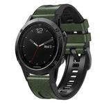 For Garmin Fenix 7 Quick Release Silicone Leather Watch Band(Army Green)