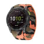 For Garmin Fenix 7X Hook And Loop Fastener Nylon Watch Band(Orange Camouflage)