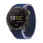 For Garmin Fenix 7X Hook And Loop Fastener Nylon Watch Band(Midnight Blue)