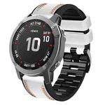 For Garmin Fenix 7 Tricolor Stitching Silicone Leather Watch Band(White)