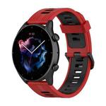 For Amazfit GTR 4 / GTS 4 / GTR 3 22mm Stripe Two-color Silicone Stainless Steel Buckle Watch Band(Red Black)