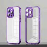 For iPhone 14 Pro Max TPU + PC High Transparent Phone Case with Lens Film(Purple)